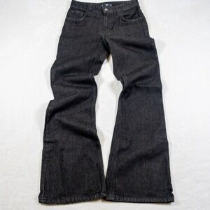 MNG by Mango Flared Jeans Womens 2 Black Mid Rise Stretch Denim Pants